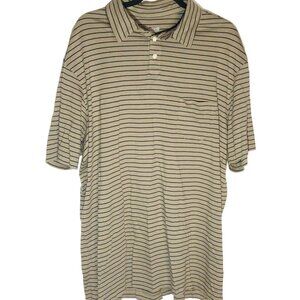 Roundtree & Yorke shirt striped brown pocket collar short sleeve cotton 2XT READ